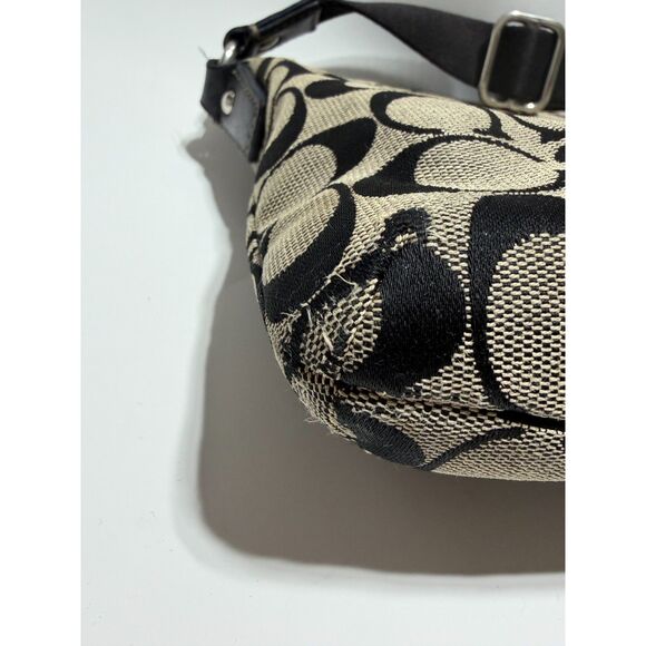 VTG Coach Purse Signature Stripe C Swingback Crossbody Bag Gray Black Zipper - Picture 4 of 12